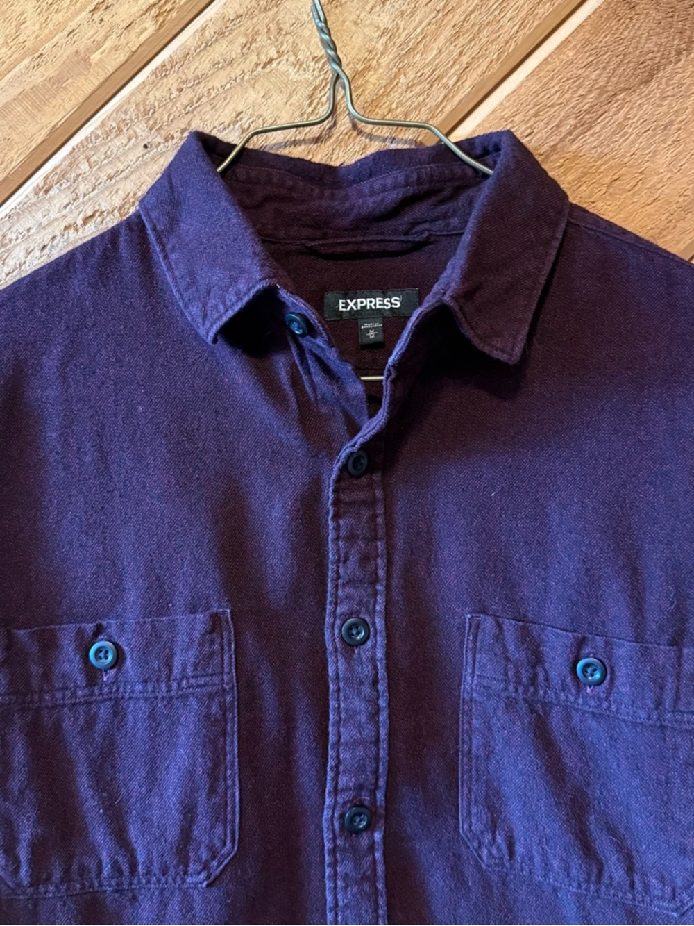 Express Men’s Deep Plum Casual Button-Down Shirt